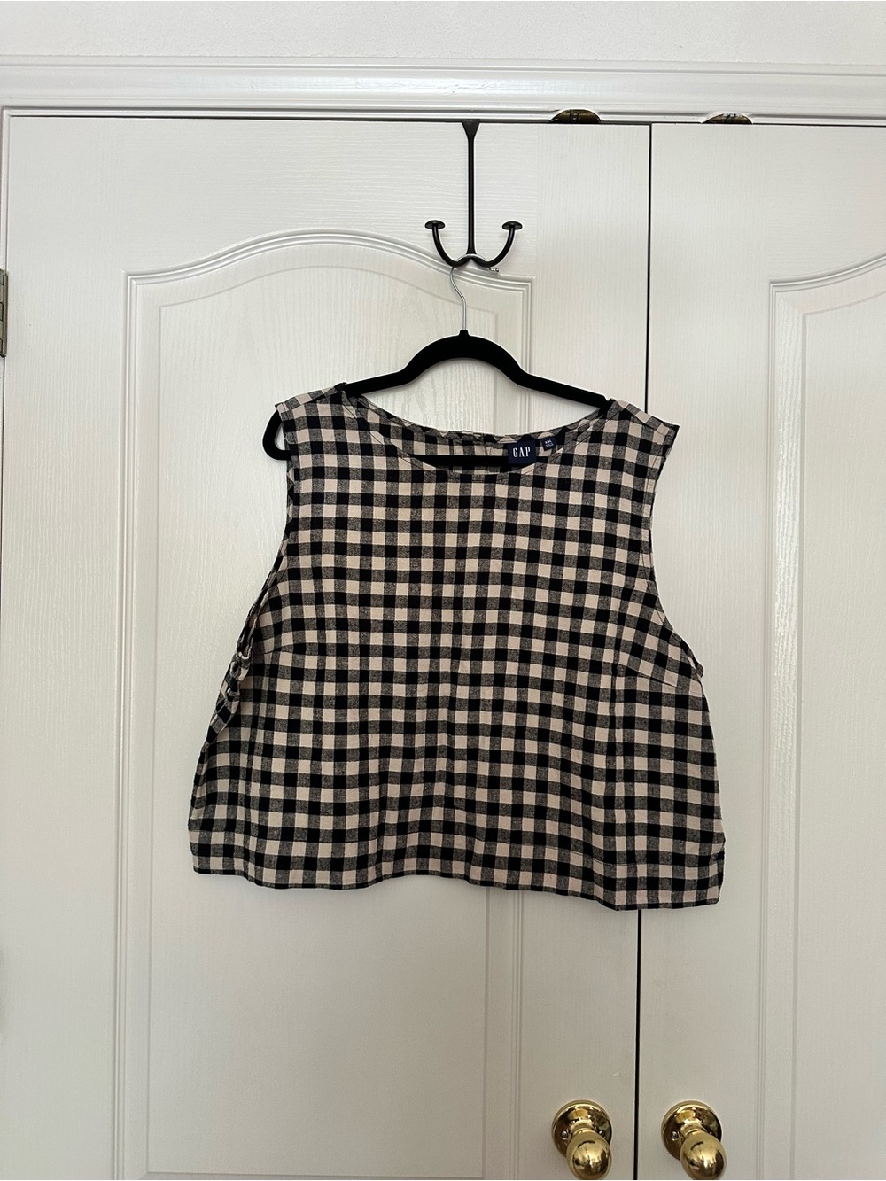 Gap Cream & Black Gingham Top